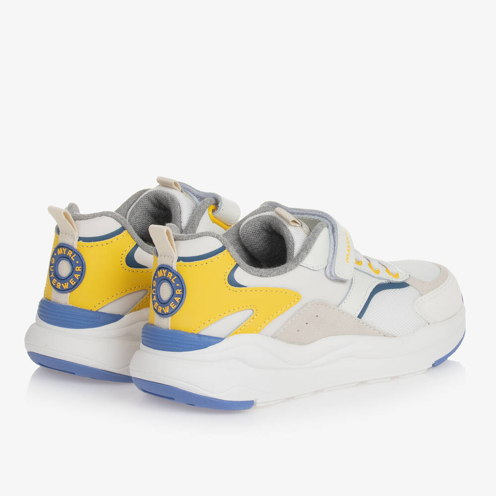 Mayoral Teen Boys White Leather Mesh Trainers