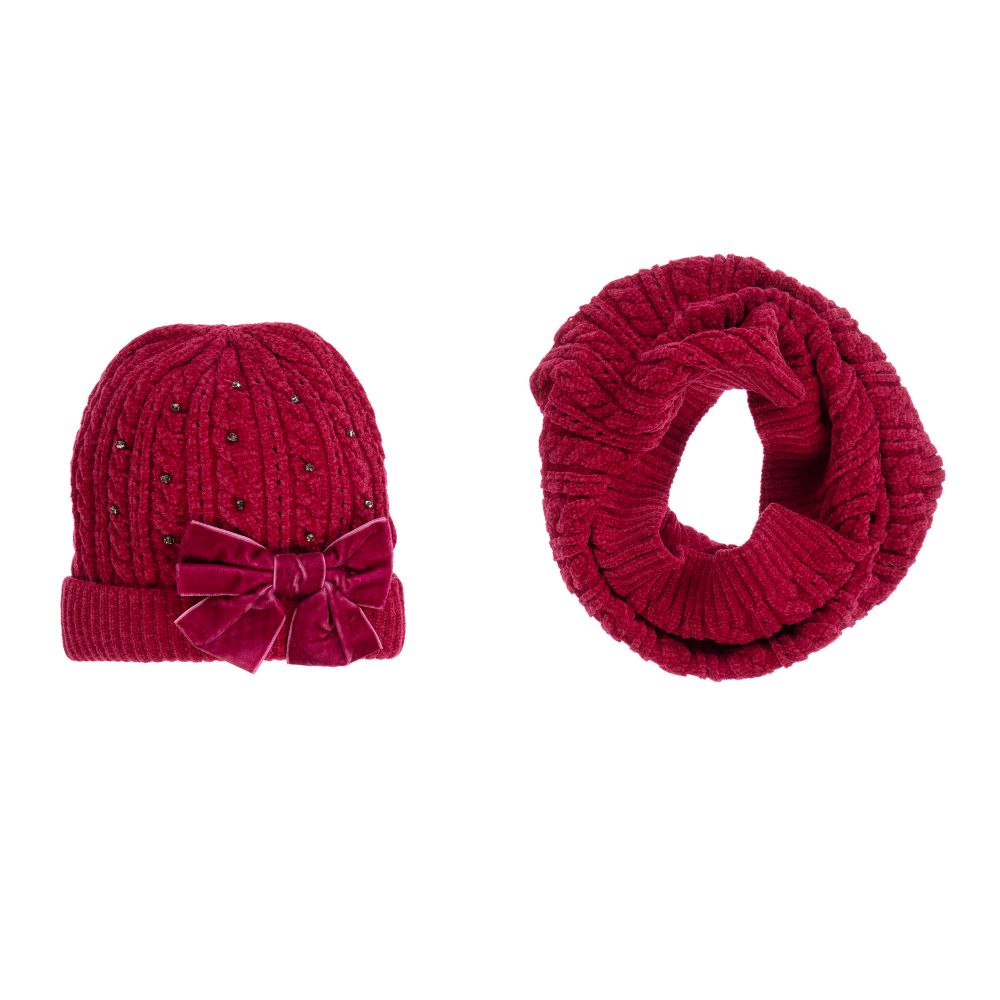 Mayoral - Teen Dark Pink Hat Set  | Childrensalon