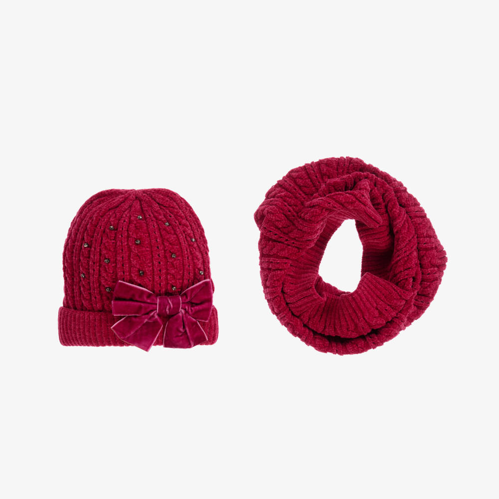 Mayoral-Teen Dark Pink Hat Set  | Childrensalon Outlet