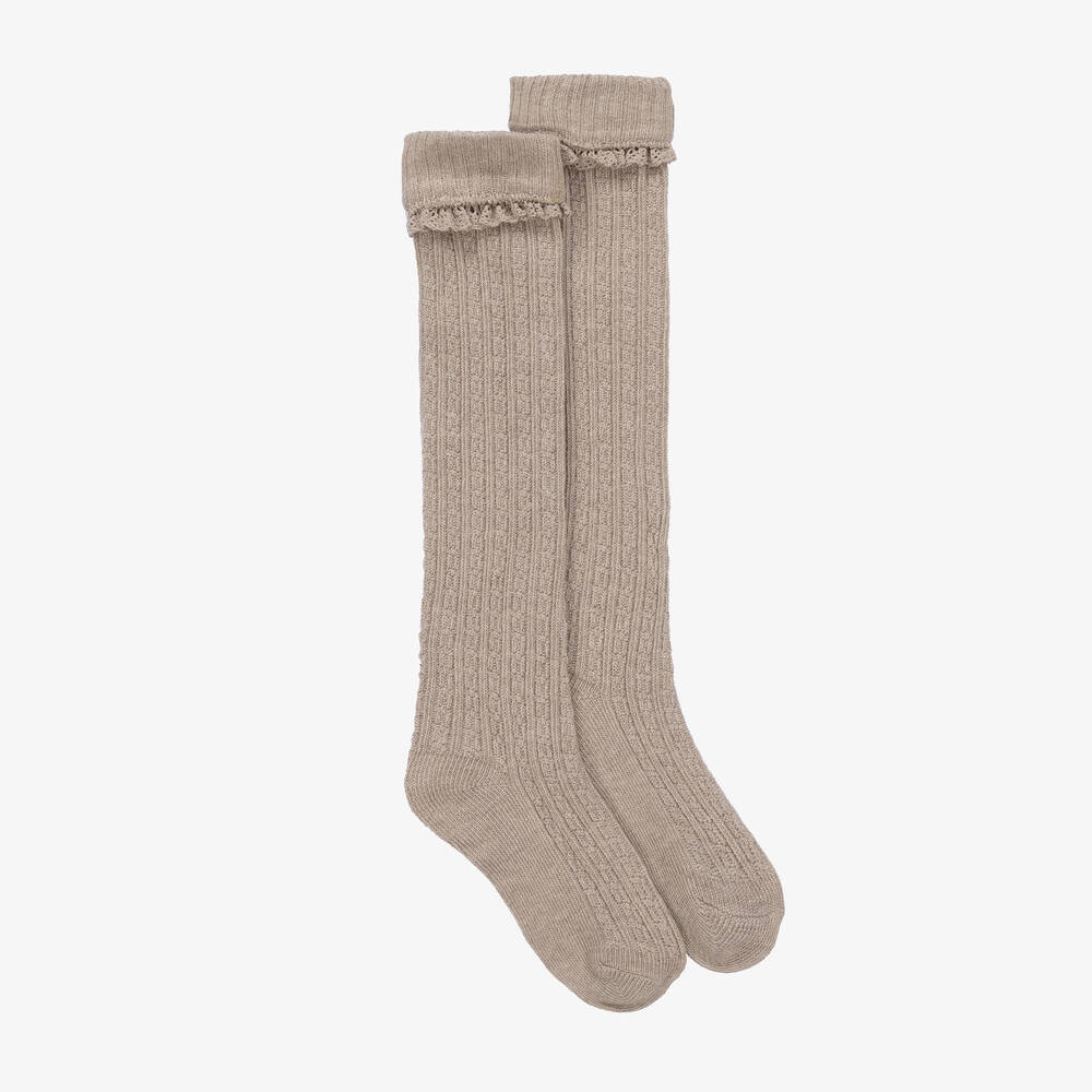 Mayoral - Teen Girls Beige Knee High Socks | Childrensalon