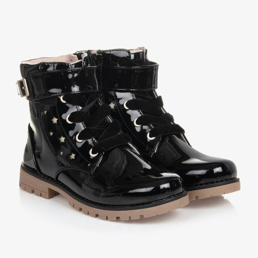 Mayoral - Teen Girls Black Faux Leather Boots | Childrensalon
