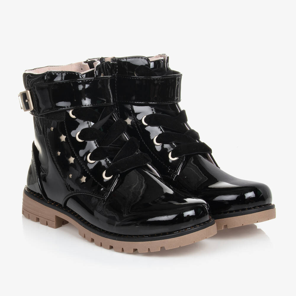 Mayoral - Bottines noires en simili cuir ado | Childrensalon