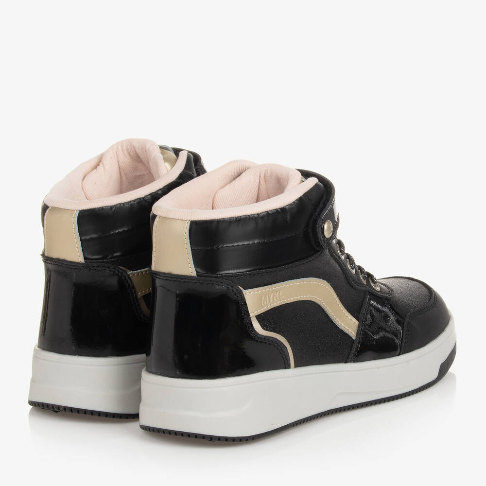 Girls black and gold trainers sale