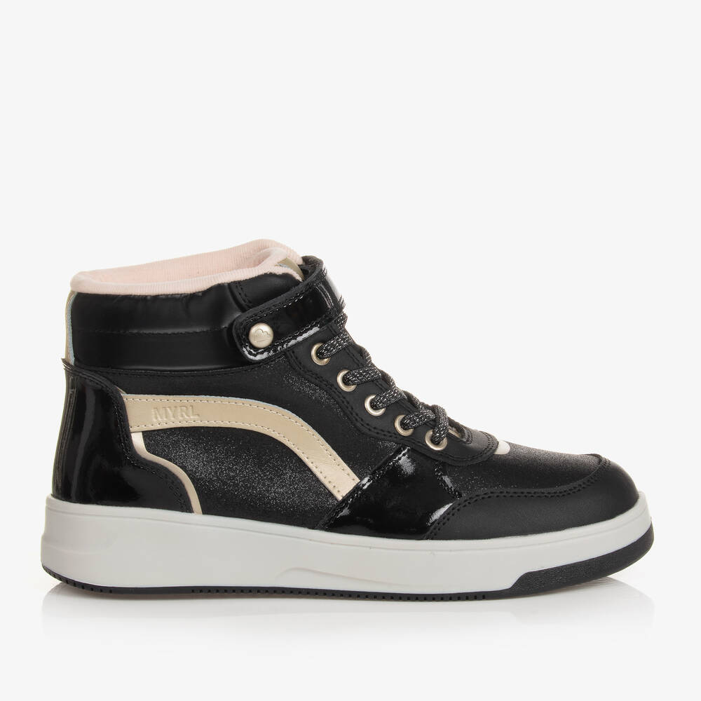 Mayoral-Teen Girls Black & Gold High-Top Trainers | Childrensalon Outlet
