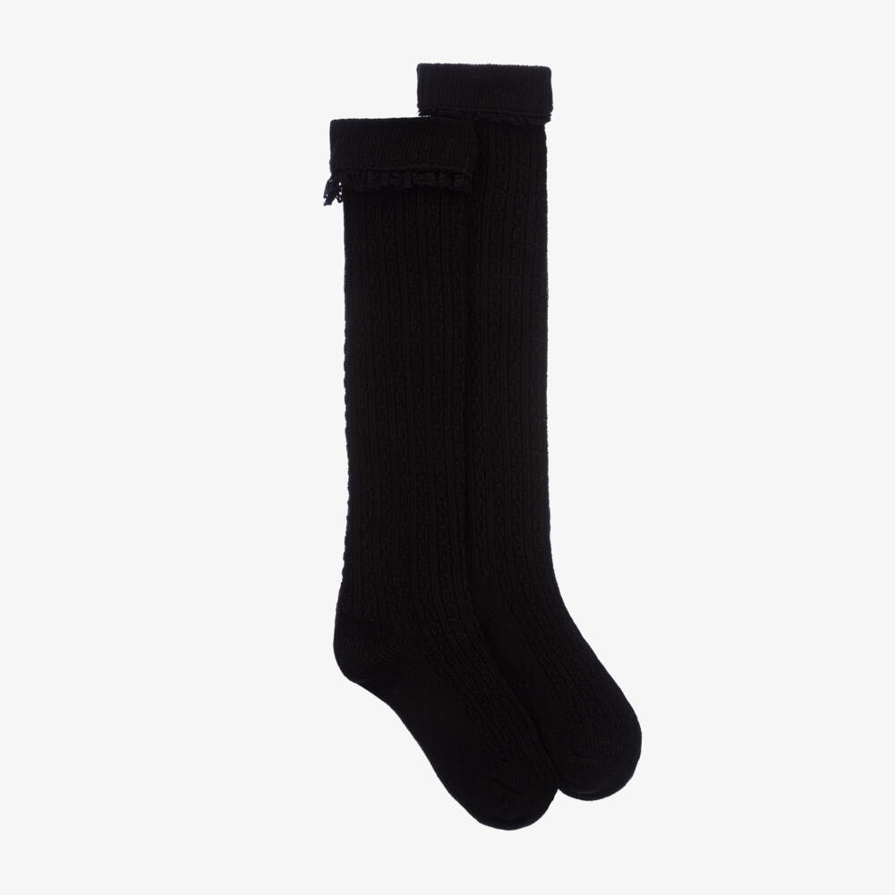 Mayoral-Teen Girls Black Lace Trim Socks | Childrensalon Outlet