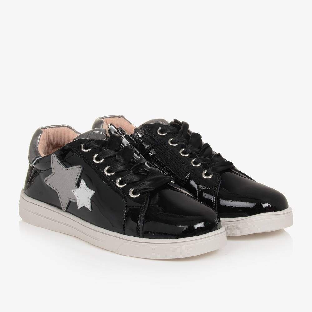 Mayoral - Teen Girls Black & Silver Leather Trainers | Childrensalon