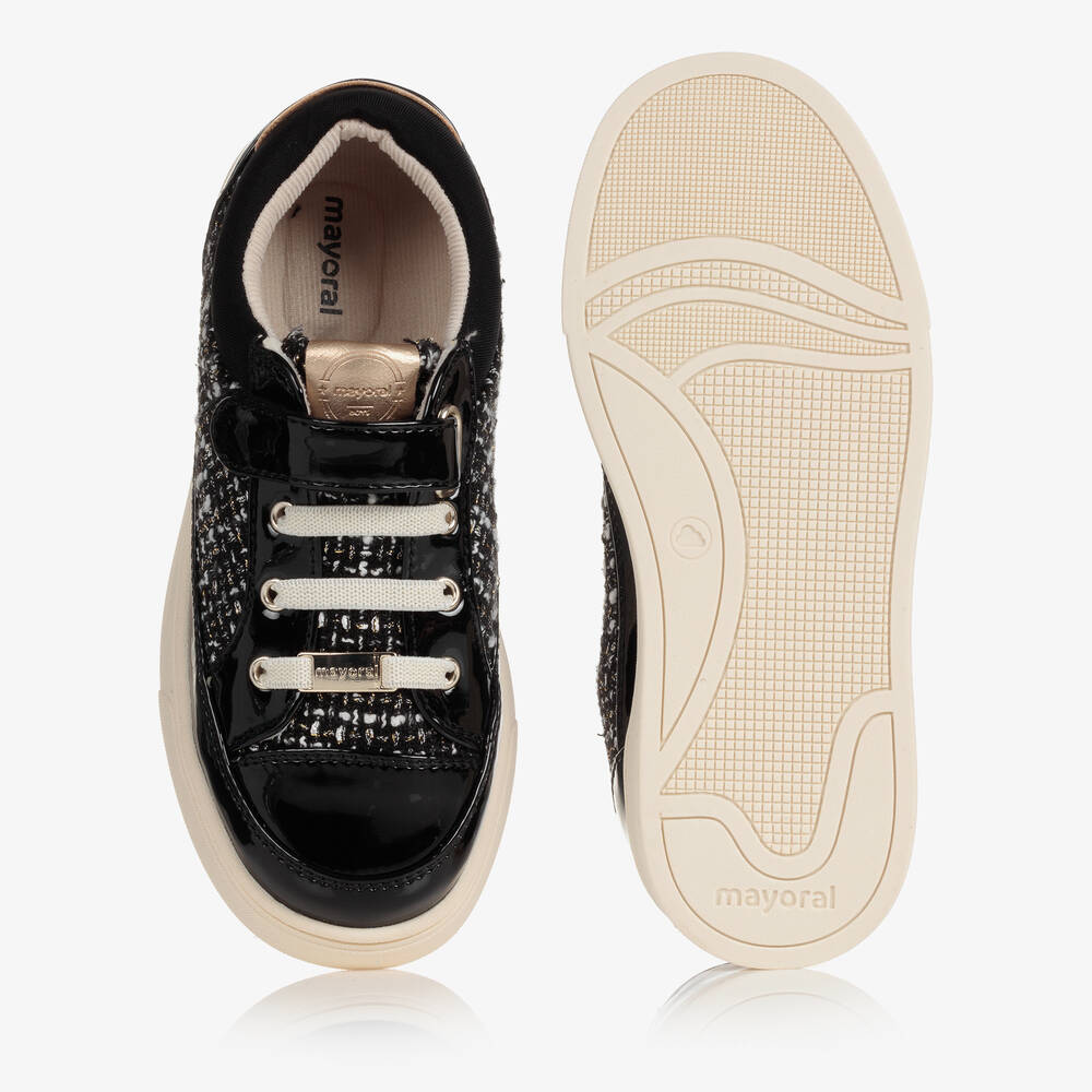 Girls black glitter trainers sales