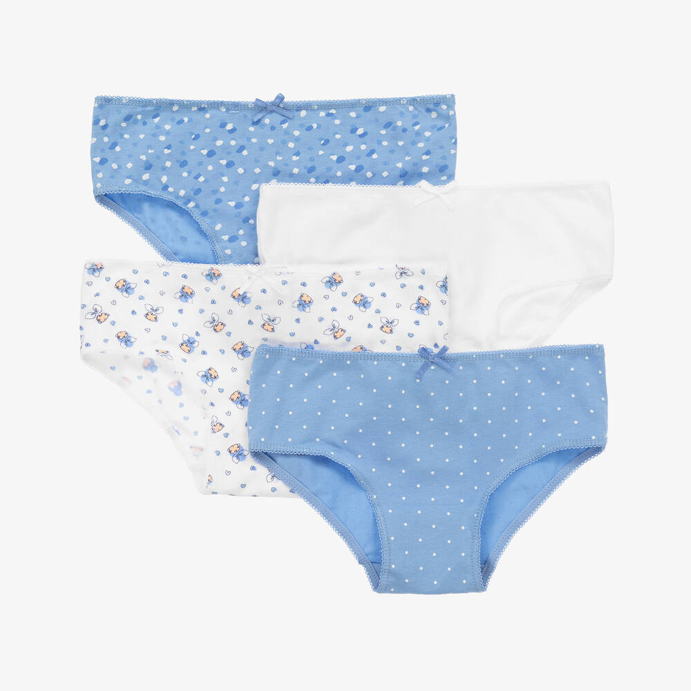 Mayoral-Teen Girls Blue Cotton Knickers (4 Pack) | Childrensalon Outlet