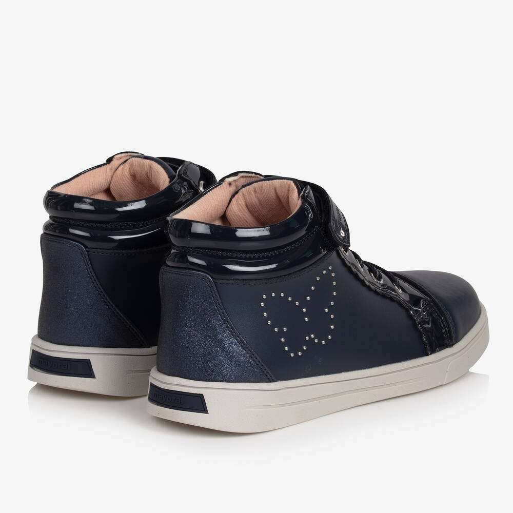 Mayoral Teen Girls Blue Leather High Top Trainers