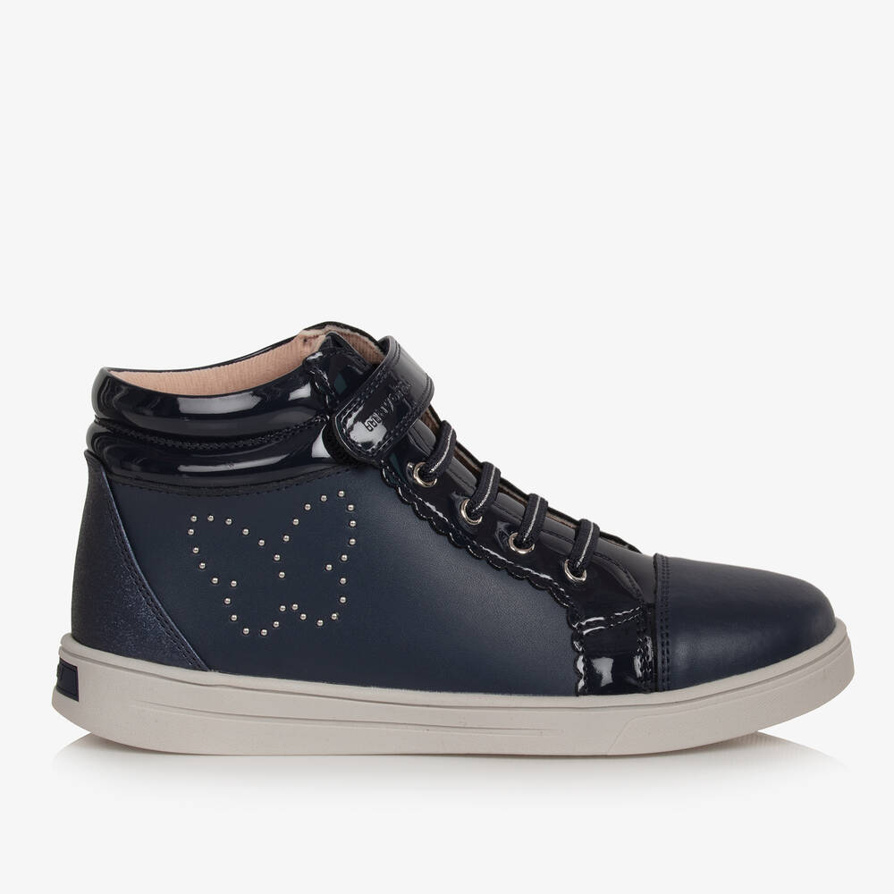 Mayoral - Teen Girls Blue Leather High-Top Trainers | Childrensalon