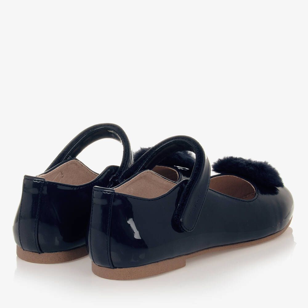 MAYORAL Teen Girls Blue Patent Pom Pom Shoes