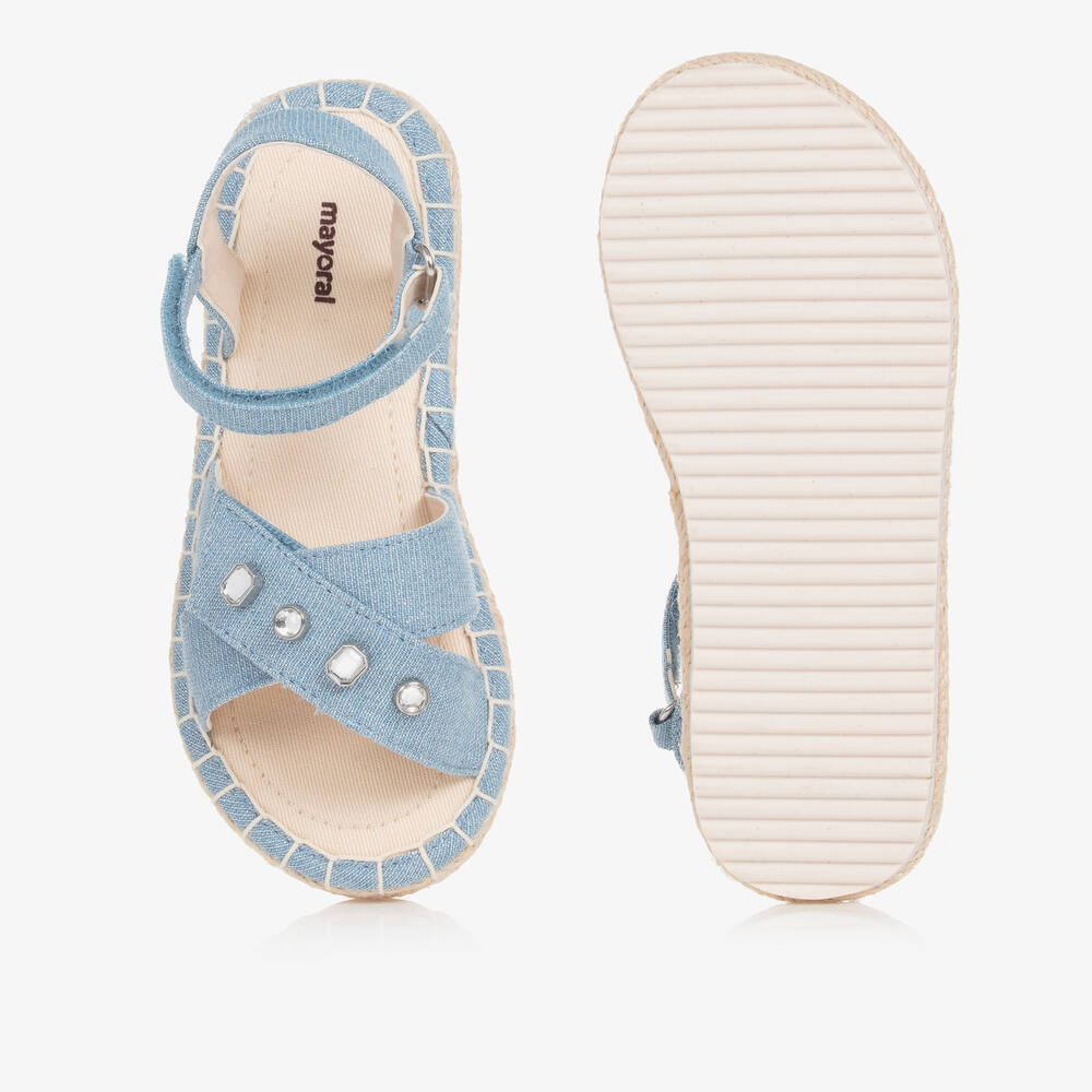 Mayoral Teen Girls Blue Sparkle Cotton Sandals Childrensalon