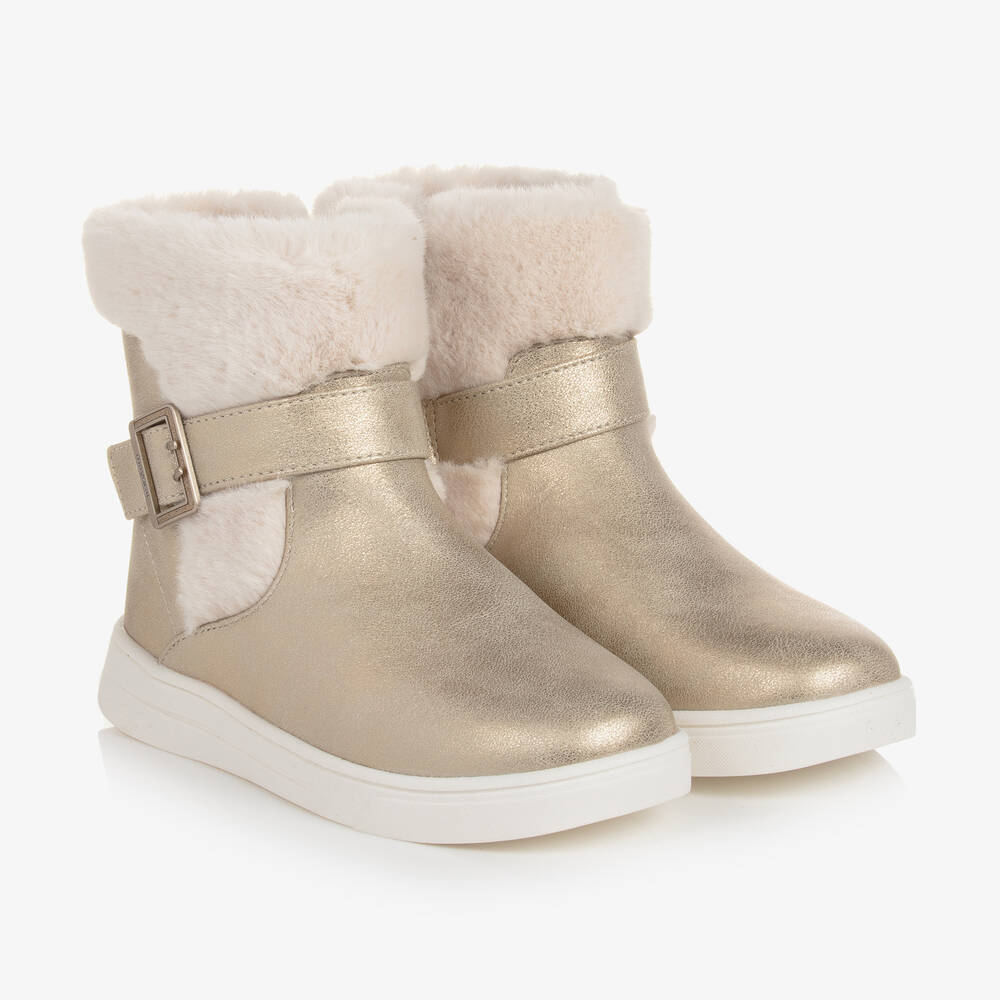 Mayoral - Teen Girls Gold Faux Fur Boots | Childrensalon