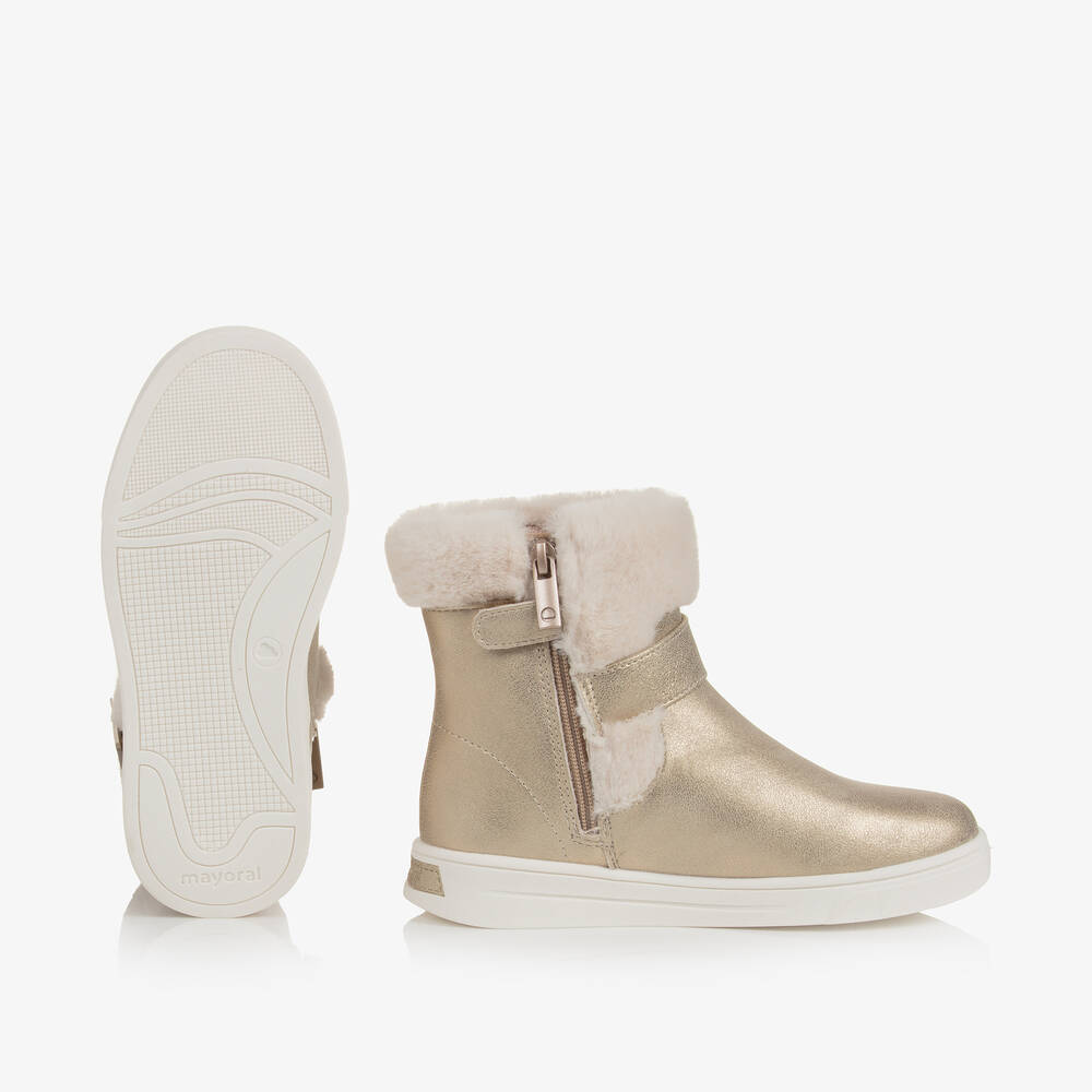 Mayoral-Teen Girls Gold Faux Fur Boots | Childrensalon Outlet