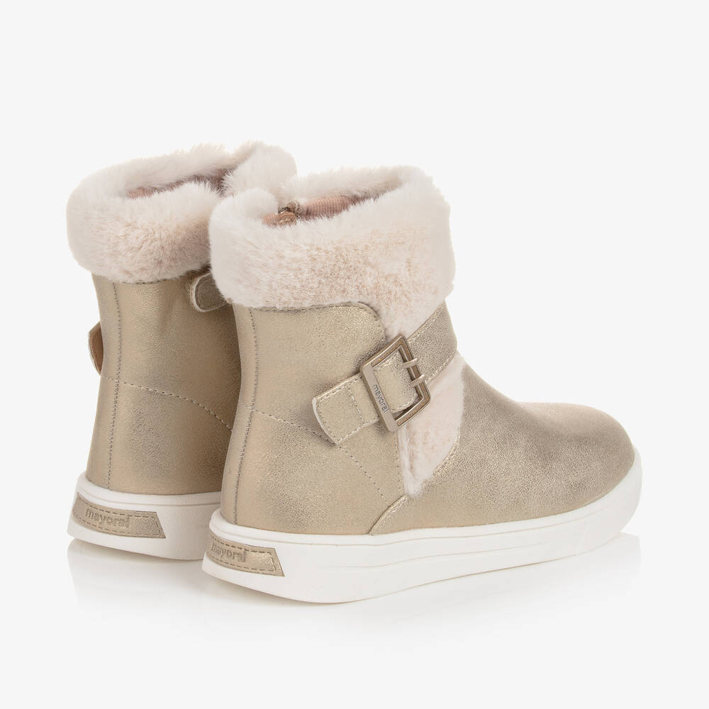 Mayoral-Teen Girls Gold Faux Fur Boots | Childrensalon Outlet