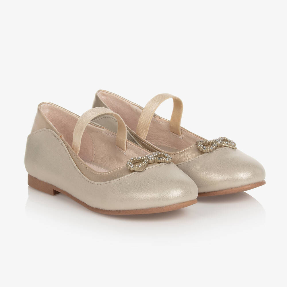 Mayoral - Teen Girls Gold Faux Leather Ballerina Shoes | Childrensalon