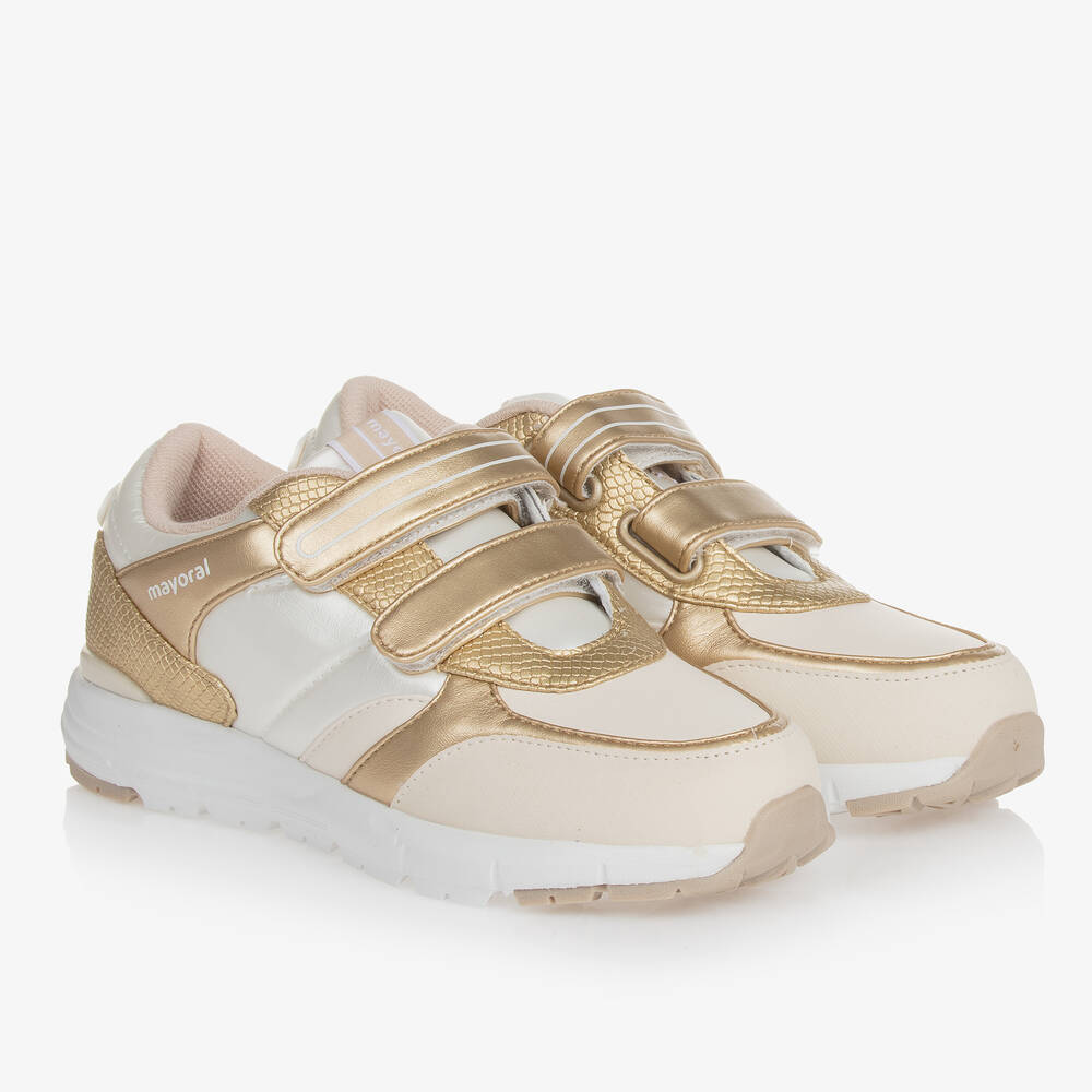 Mayoral-Teen Girls Gold Faux Leather Trainers | Childrensalon Outlet
