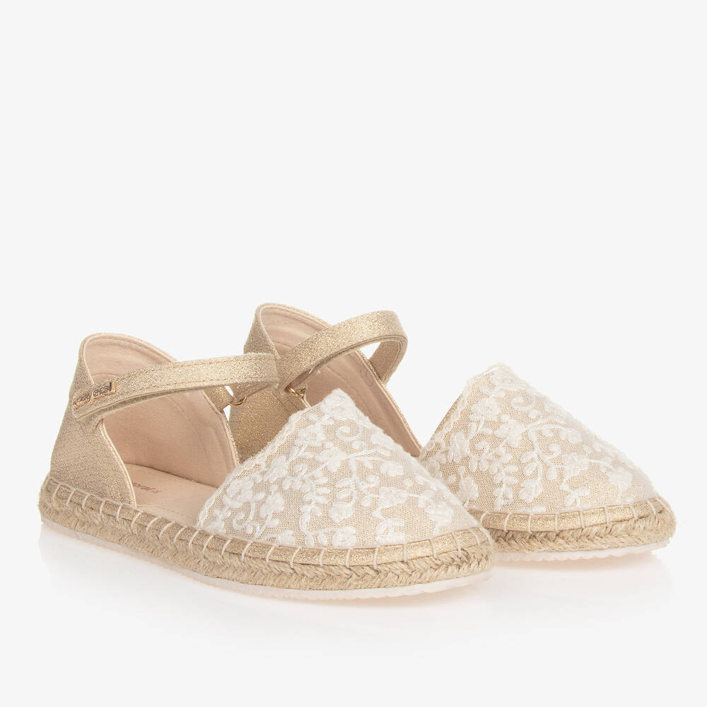 Mayoral-Teen Girls Gold Lace Espadrille Sandals | Childrensalon Outlet