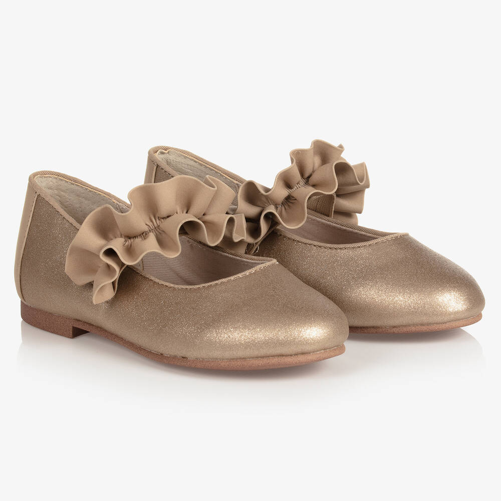 Mayoral - حذاء بمب تينز بناتي جلد صناعي لون ذهبي | Childrensalon