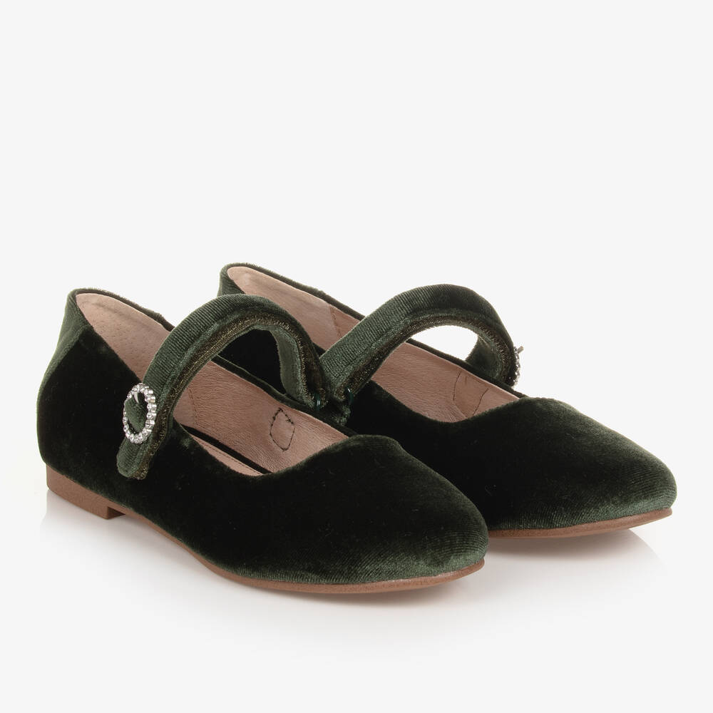 Mayoral - Зеленые бархатные туфли с ремешком | Childrensalon