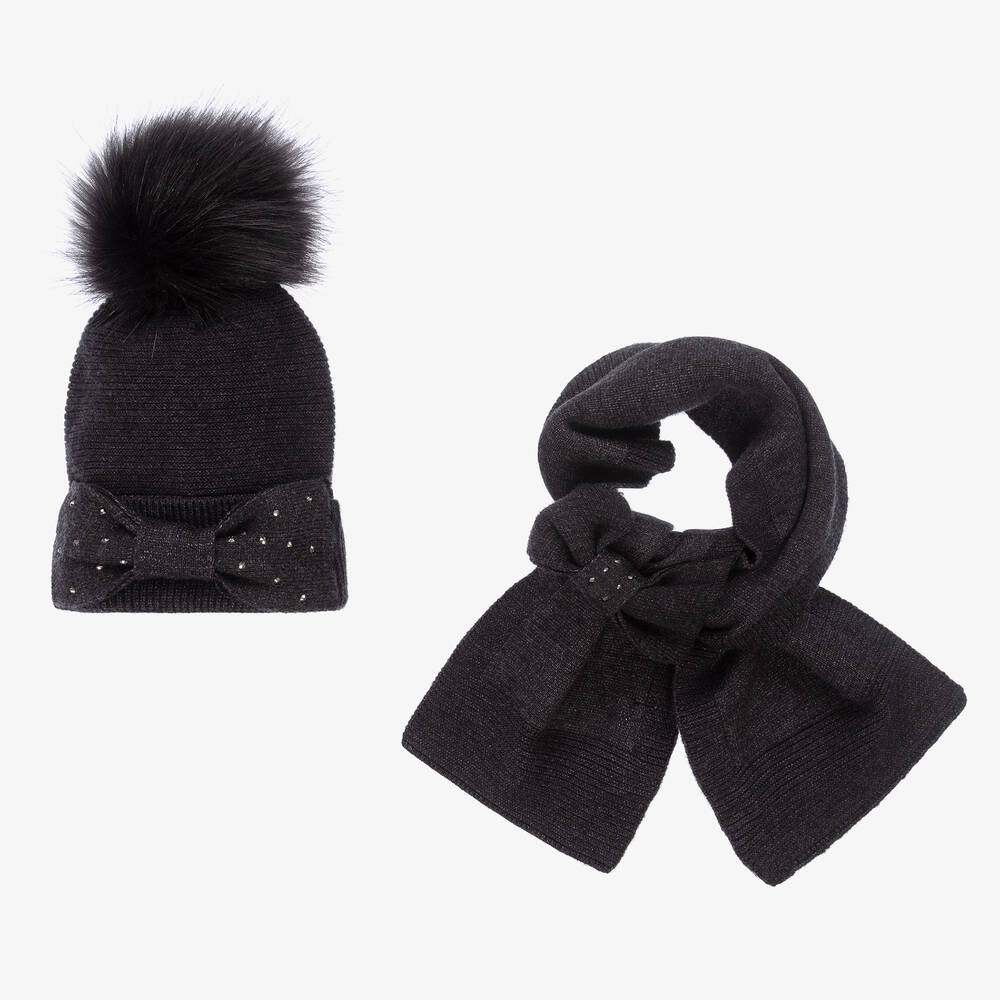 Ensemble bonnet gris ado fille