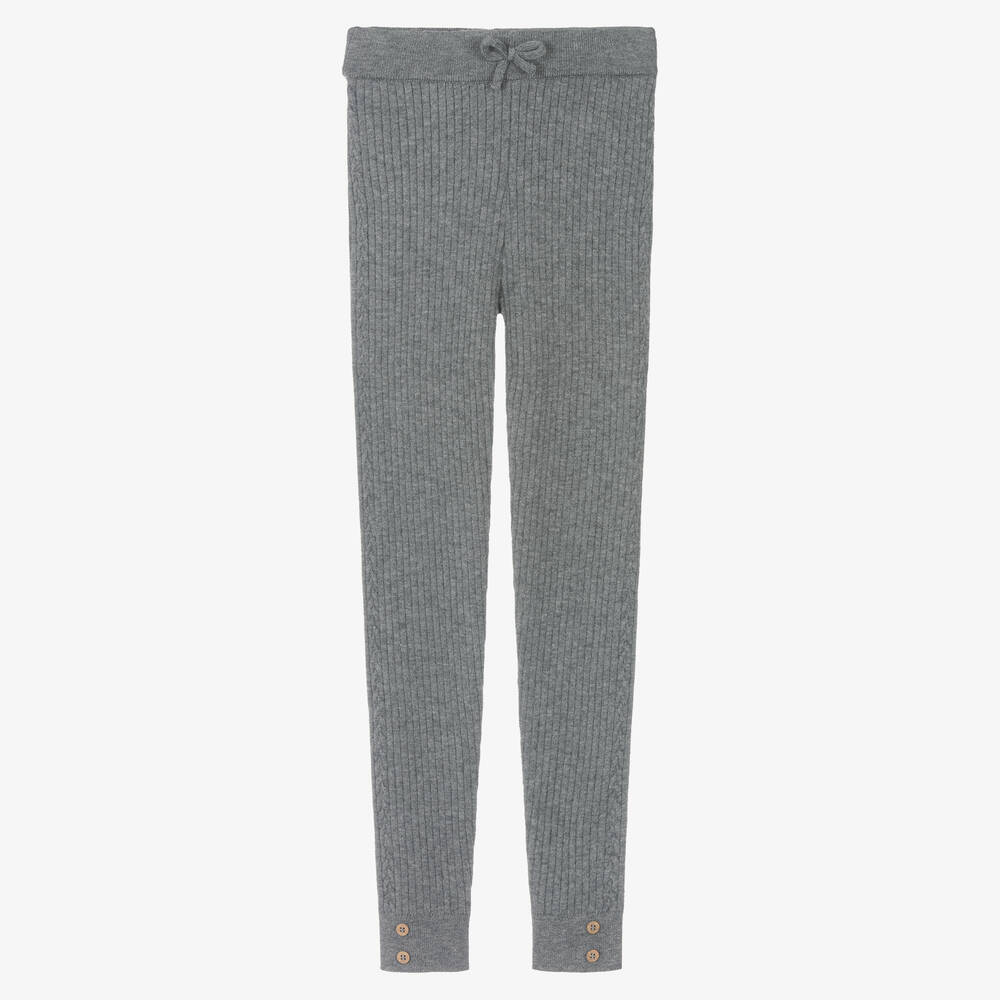 Mayoral - Teen Girls Grey Ribbed Knit Leggings | Childrensalon