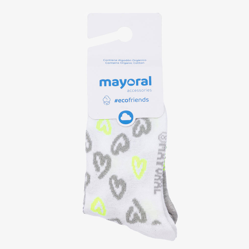 مايورال-جوارب قطن تينز بناتي لون أبيض ورمادي (عدد 2) | Childrensalon Outlet