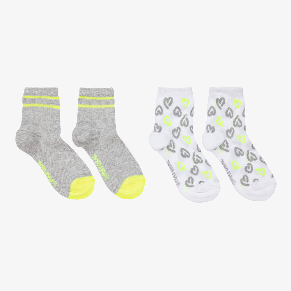 Mayoral Lot de 2 paires de chaussettes en coton grises et blanches ado fille Childrensalon Outlet