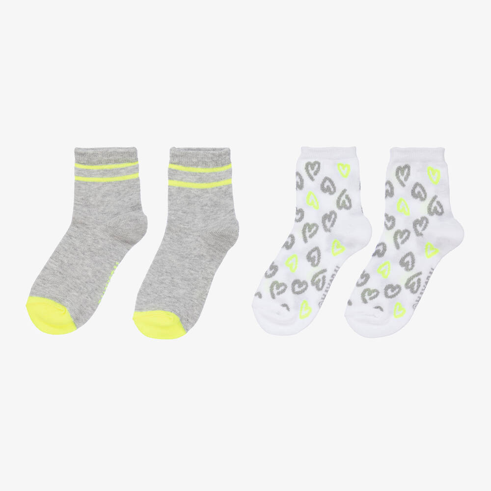 مايورال-جوارب قطن تينز بناتي لون أبيض ورمادي (عدد 2) | Childrensalon Outlet