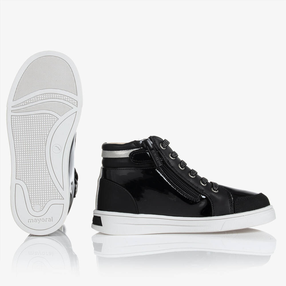 Mayoral-ترينرز بكاحل عالي تينز بناتي جلد صناعي لون أسود | Childrensalon Outlet