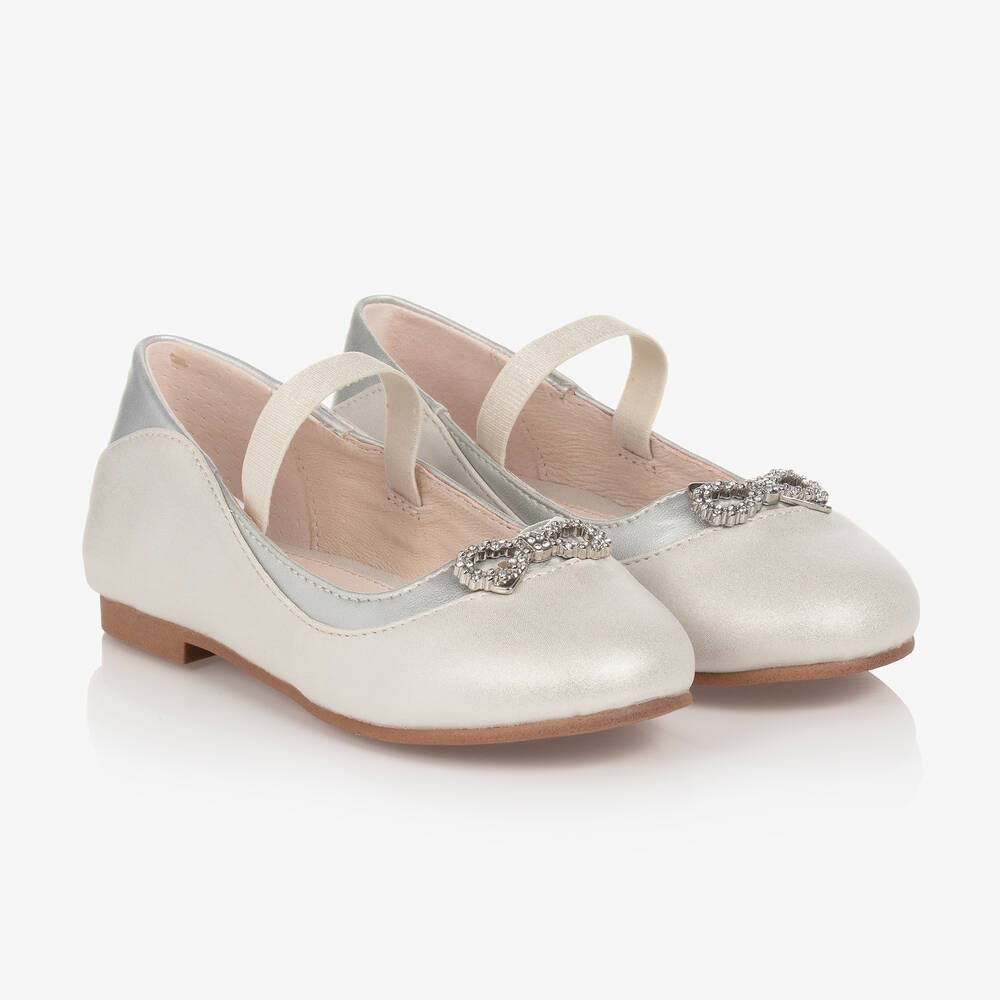 Mayoral - Teen Girls Ivory Faux Leather Ballerina Shoes | Childrensalon