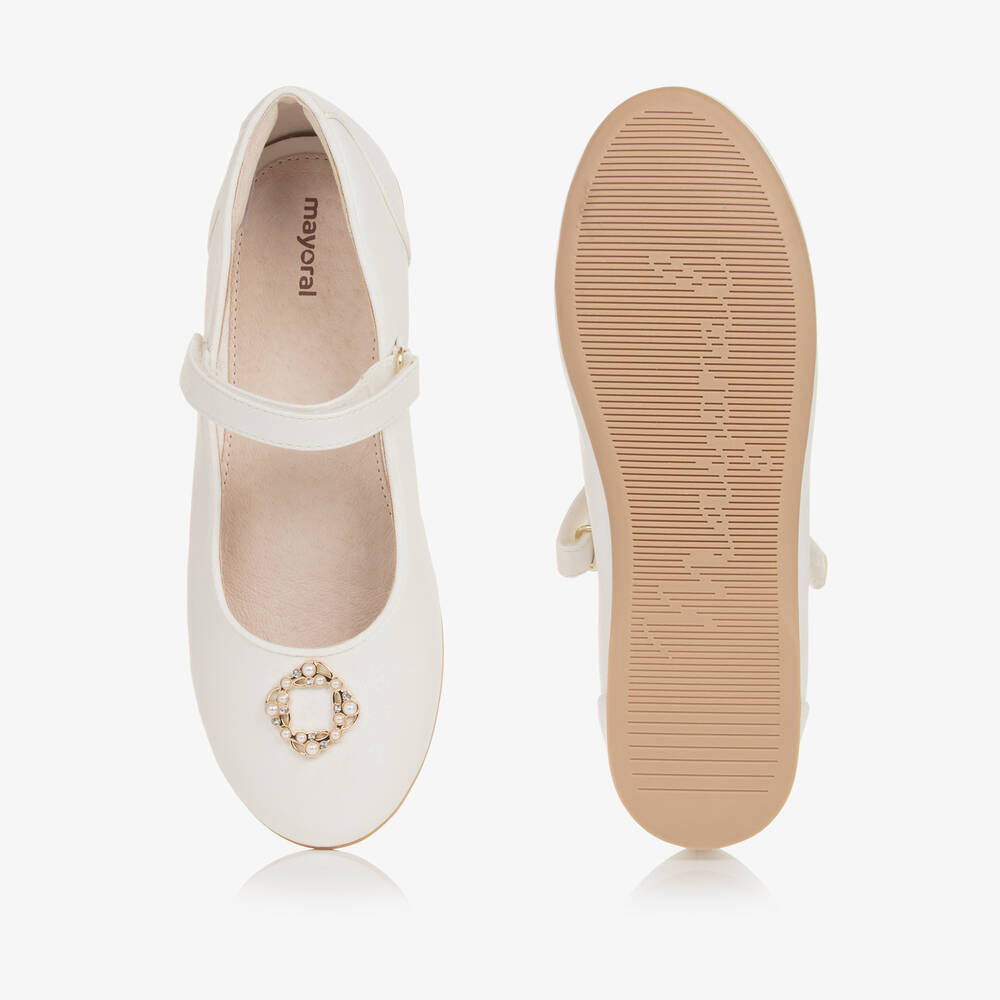 Mayoral Teen Girls Ivory Faux Leather Pumps Childrensalon Outlet