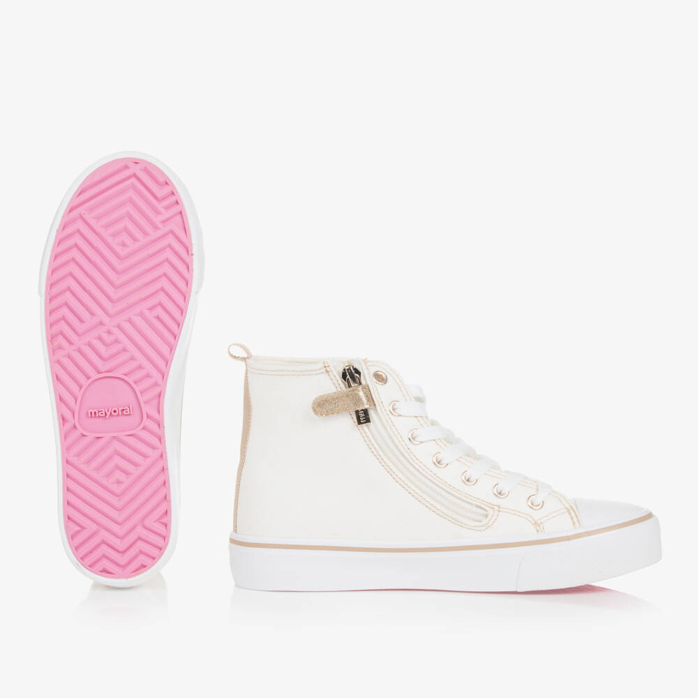 Mayoral-Teen Girls Ivory High-Top Trainers | Childrensalon Outlet