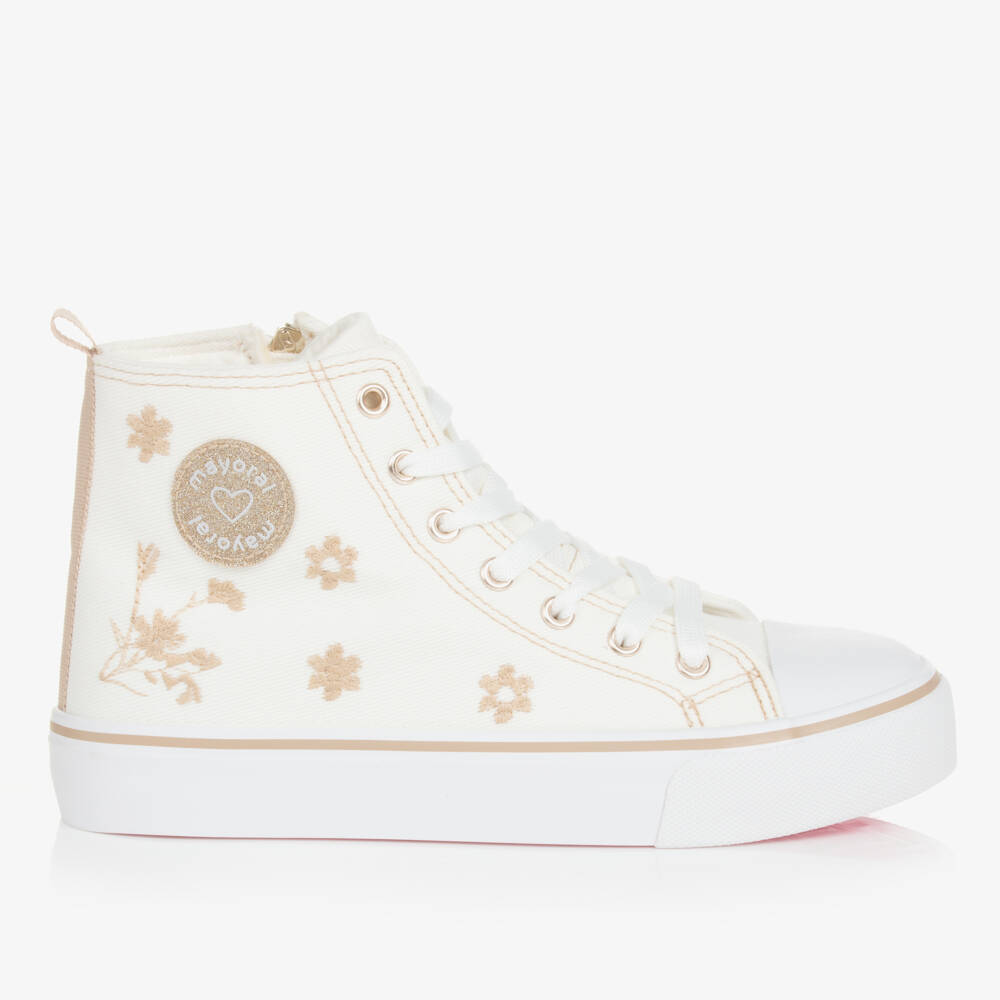 Mayoral-Teen Girls Ivory High-Top Trainers | Childrensalon Outlet