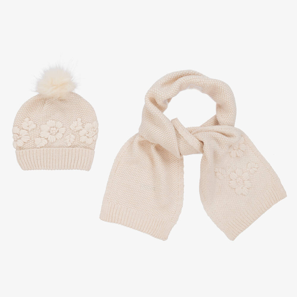 Mayoral - Teen Girls Ivory Knitted Hat Set | Childrensalon