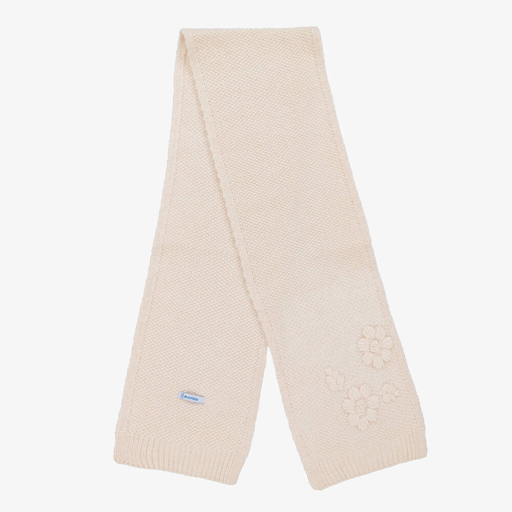 Mayoral-طقم قبعة تينز بناتي مزيج أكريليك محبوك عاجي | Childrensalon Outlet