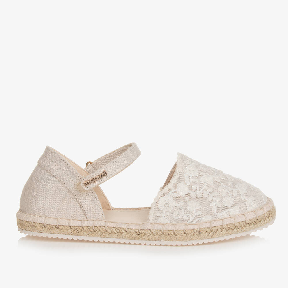 Mayoral-Teen Girls Ivory Lace Espadrille Sandals | Childrensalon Outlet