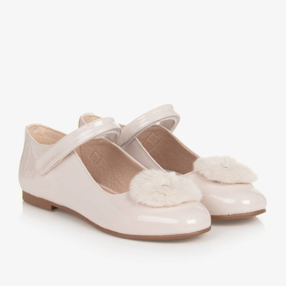 Mayoral - Teen Girls Ivory Patent Pom-Pom Shoes | Childrensalon