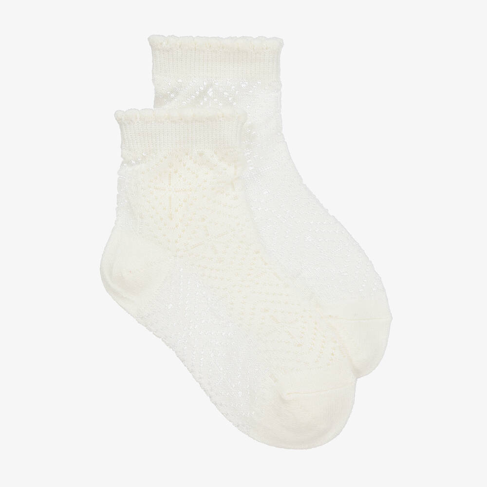 Mayoral-Teen Girls Ivory Pointelle Knit Socks | Childrensalon Outlet