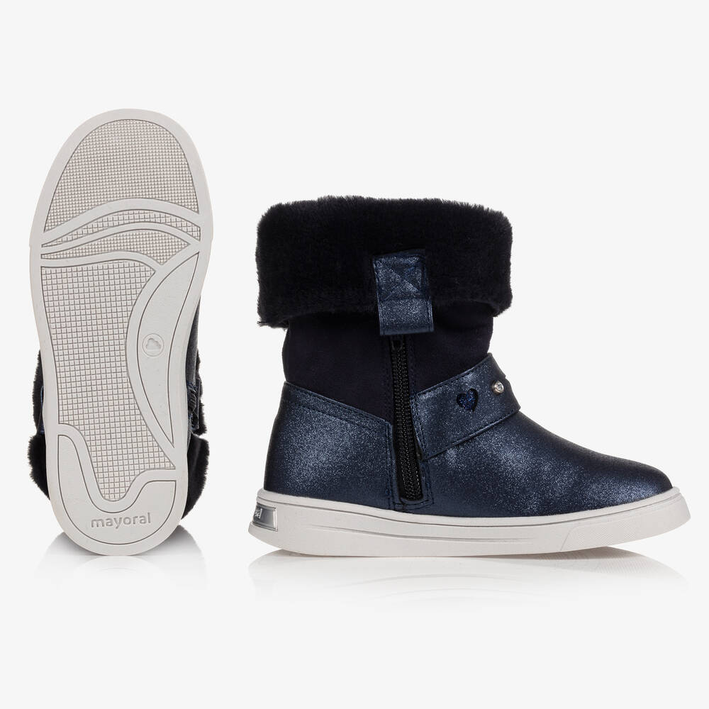 Mayoral-بوت تينز بناتي جلد صناعي لون كحلي | Childrensalon Outlet