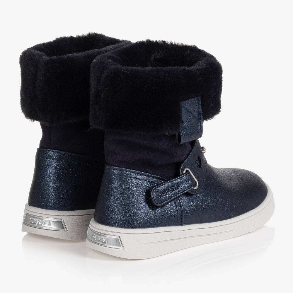 Mayoral-بوت تينز بناتي جلد صناعي لون كحلي | Childrensalon Outlet