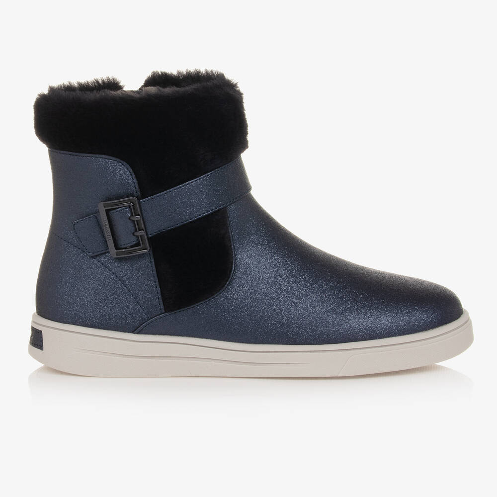 Mayoral-Teen Girls Navy Blue Faux Fur Boots | Childrensalon Outlet