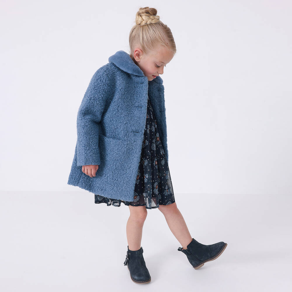 Mayoral Teen Girls Navy Blue Leather Ankle Boots Childrensalon
