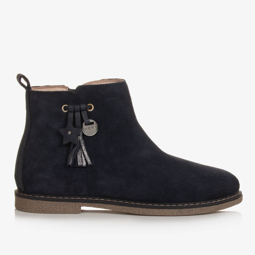 Mayoral - Bottines bleu marine en cuir ado | Childrensalon