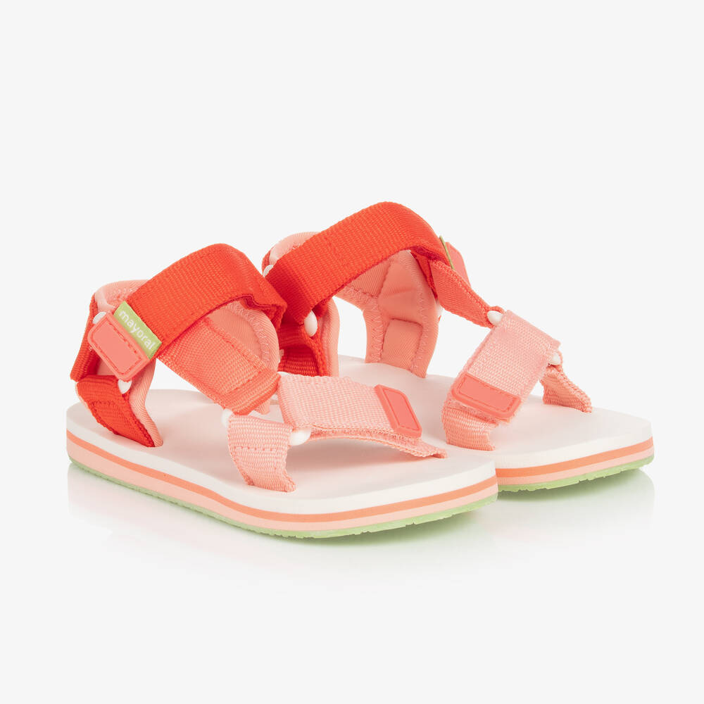 Mayoral - Оранжево-розовые сандалии с ремешками | Childrensalon
