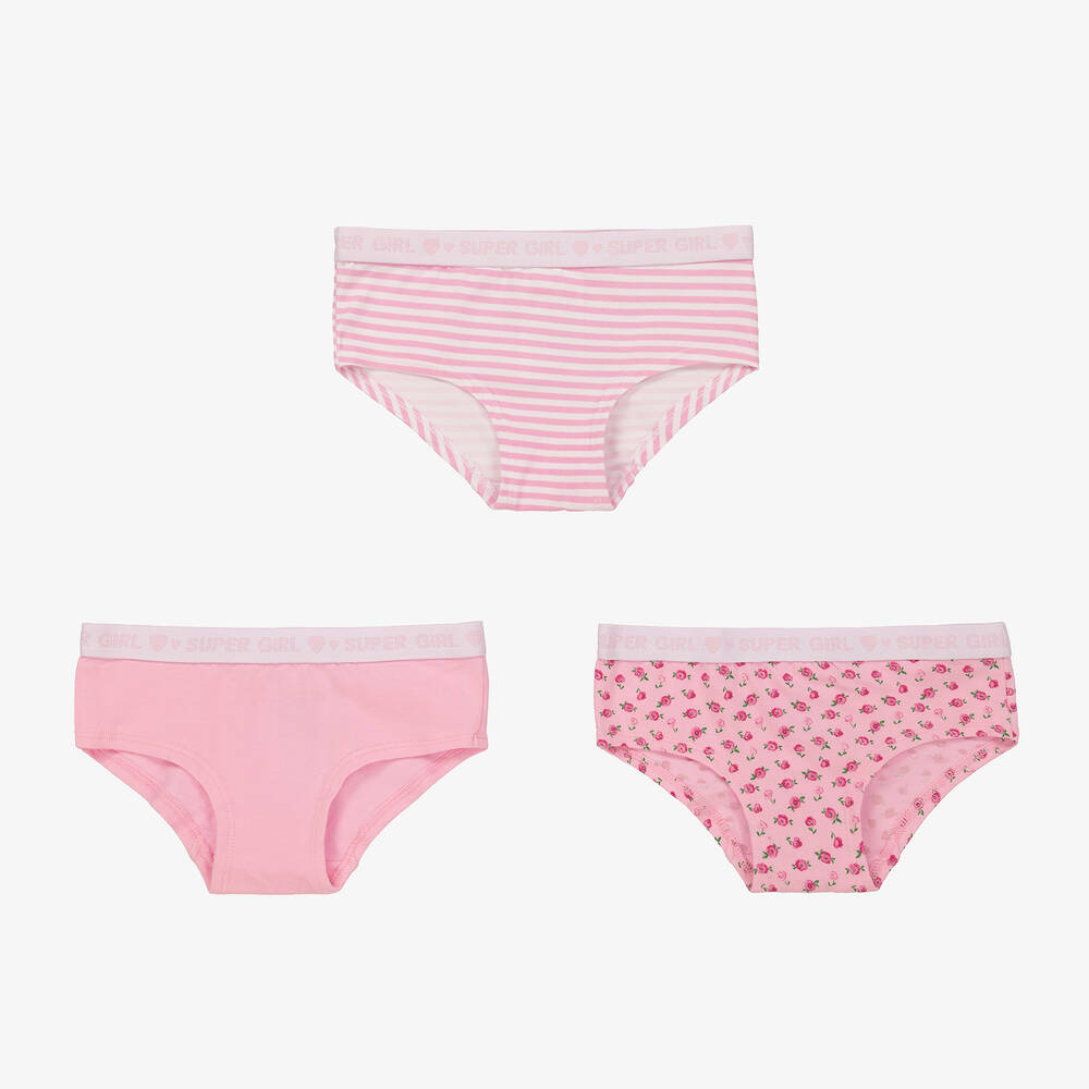 Mayoral-Teen Girls Pink Cotton Knickers (3 Pack) | Childrensalon Outlet
