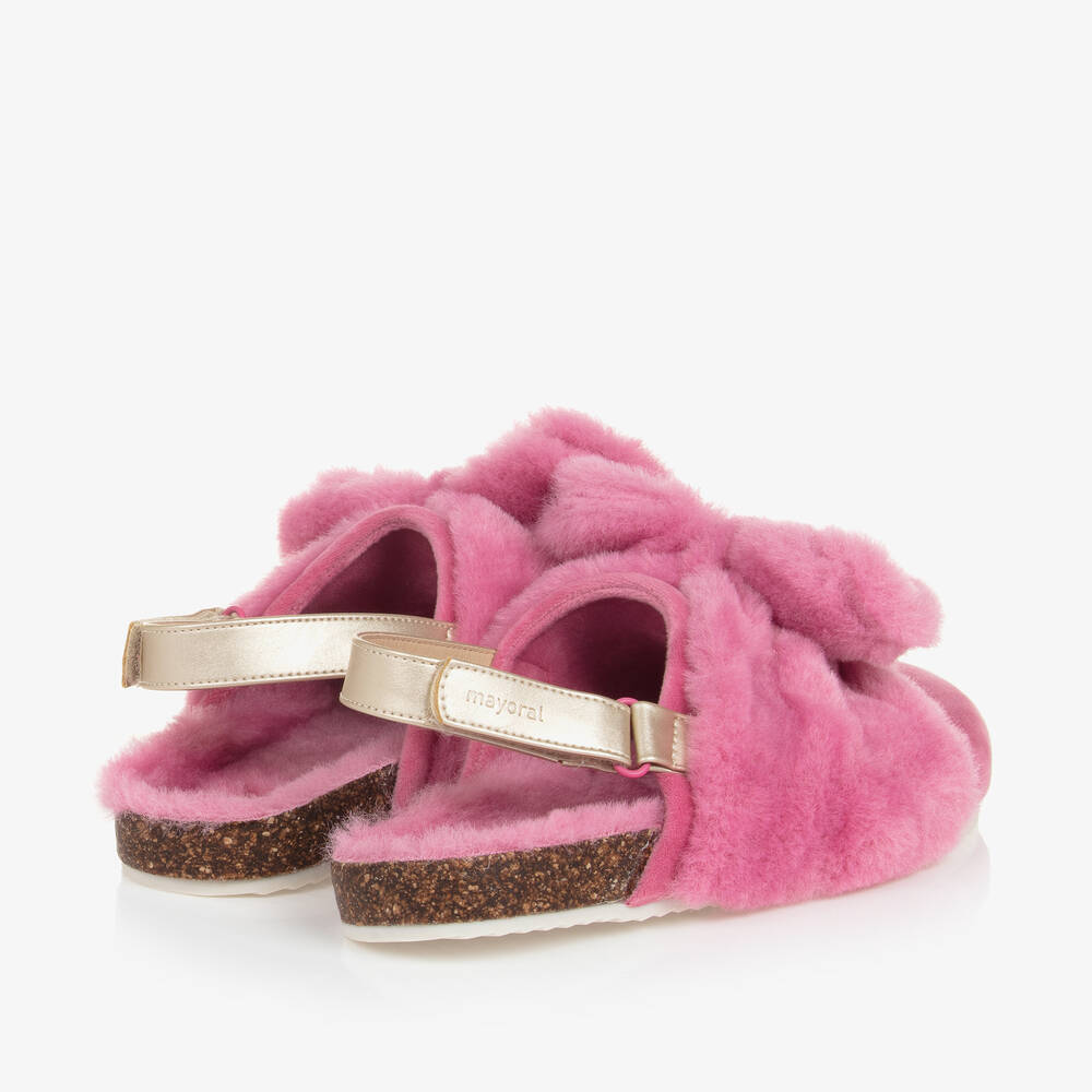 Mayoral Teen Girls Pink Gold Faux Fur Slippers Childrensalon Outlet