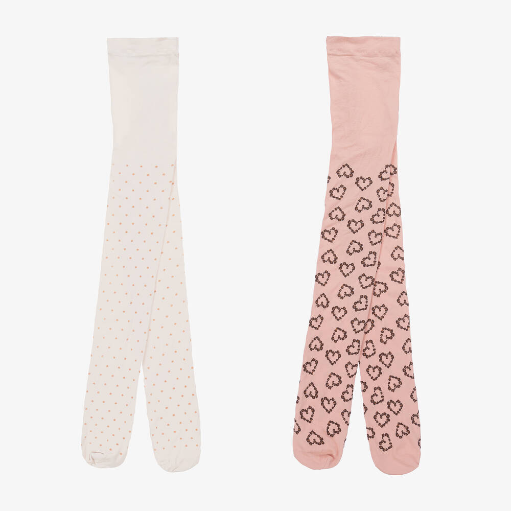 Mayoral-Розовые и кремовые колготки (2пары) | Childrensalon Outlet