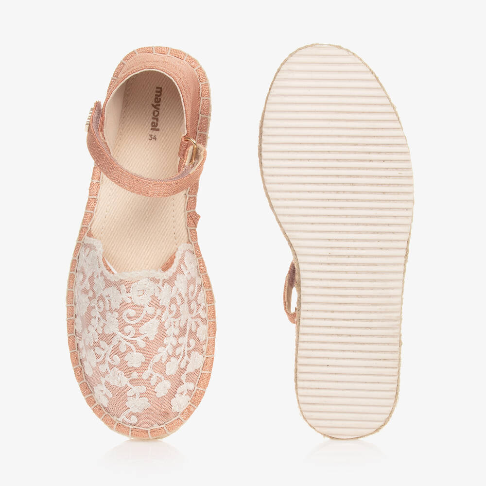 Mayoral-Teen Girls Pink Lace Espadrille Sandals | Childrensalon Outlet