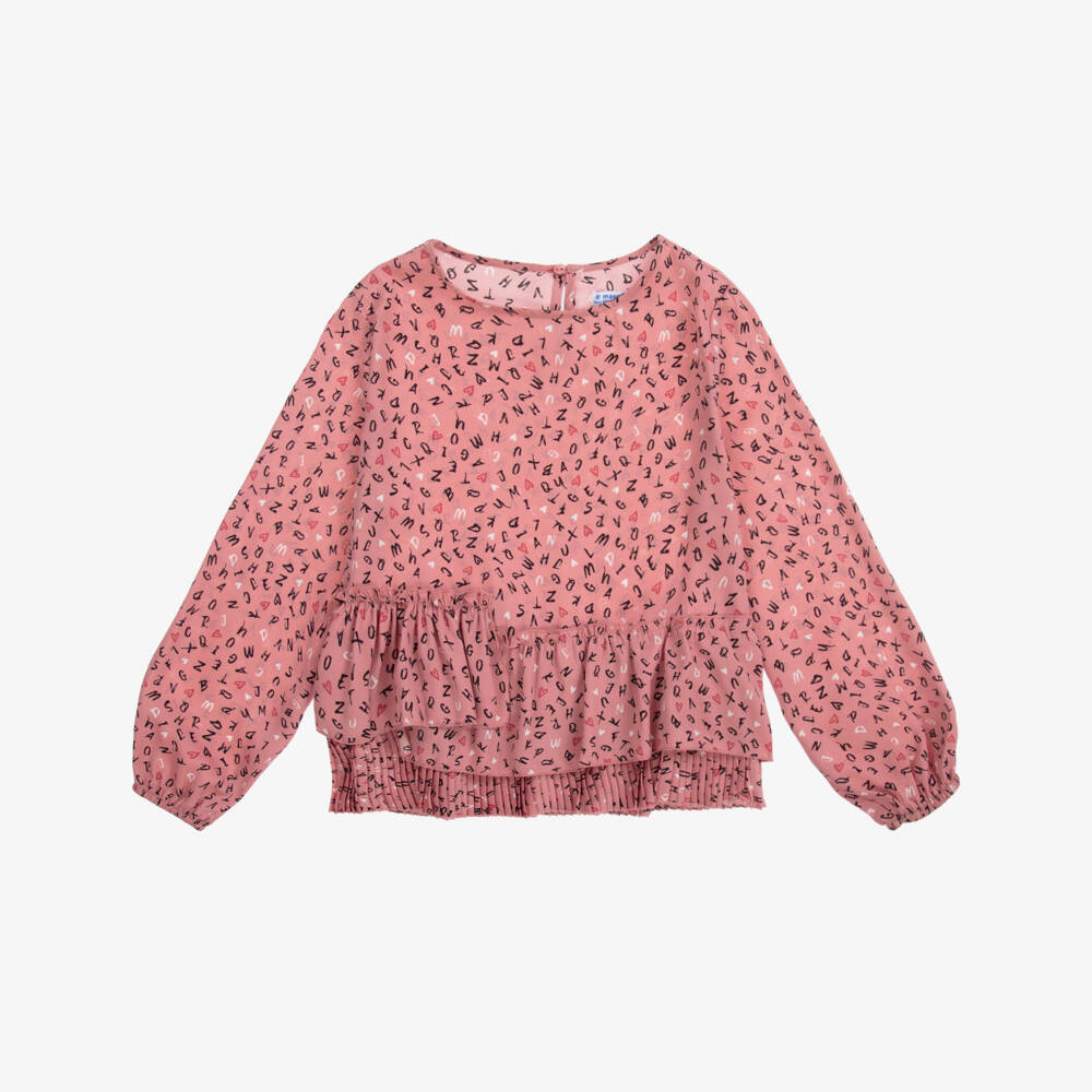 Mayoral-Teen Girls Pink Letters Blouse | Childrensalon Outlet